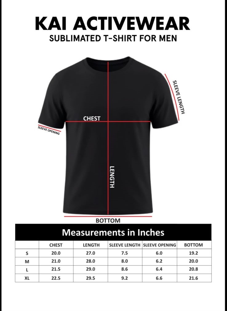 KAI Active Size Chart
