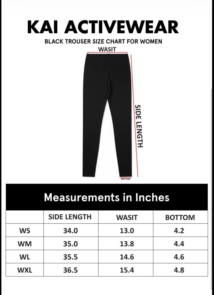 KAI Active Size Chart